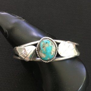 Sterling silver and turquoise Navajo cuff bracelet